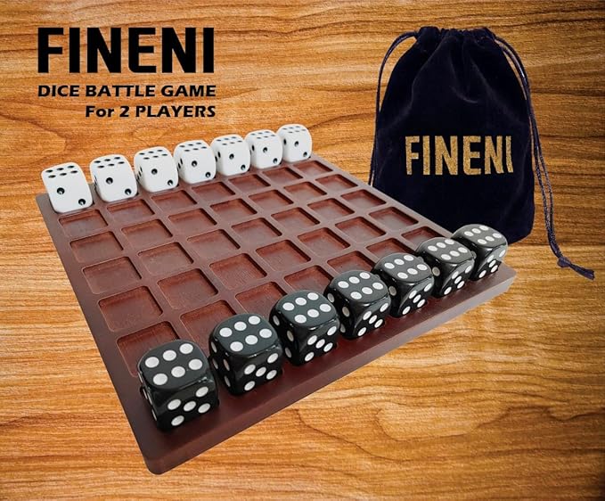 Dice Battle, 2 Player Board Games, Durable 2 Person Wooden Coffee Table Games for Adults, 2 Player Bar Dice Games, Indoor Tabletop Game & 2 Players Wood Table Top Dice Game (Single(2)/Brown)