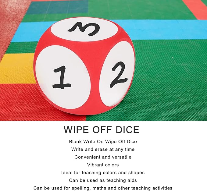 Asixxsix Dry Erase Block, 4x4 Inches Large Write on Wipe Off Dry Erase Dice Multipurpose Educational Dice Dry Erase Cube, Draw Letters Numbers, White Board Dice Cube for Classroom, Game, Kids(Red)