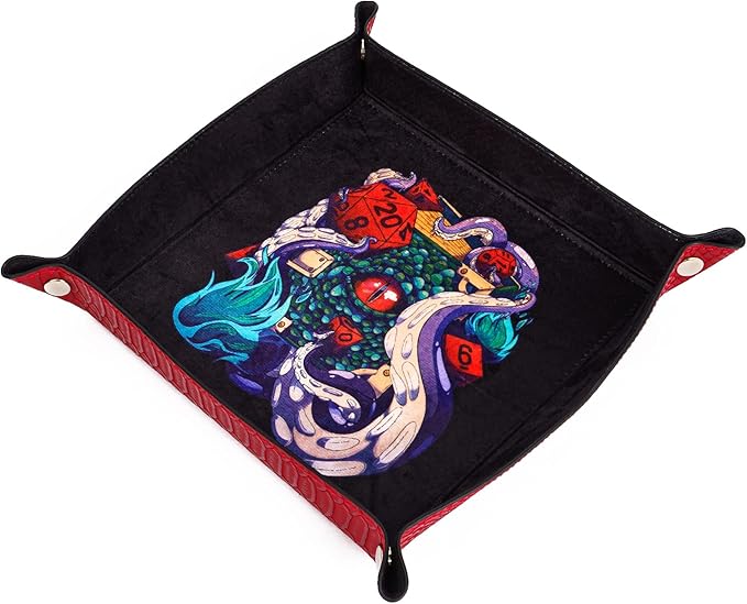 3 in 1 PU Leather Dice Rolling Tray with Two Dice Cup Set, Portable Folding DND Dice Trays for RPG Board Games and Pub Party Games