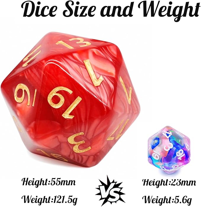 Large 55mm D20 Dice,20 Sided DND Dice,D20 Giant Polyhedral Dice, Large D20 Dice,20 Sided Cube D&D Dice Set for Dungeons and Dragons, RPG, MTG Table Games