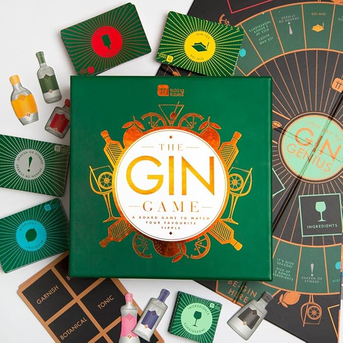 Talking Tables Gin Themed Trivia Board Game, Games Night, Adults, After Dinner Party,General Knowledge, G&T, Gin Lover,
