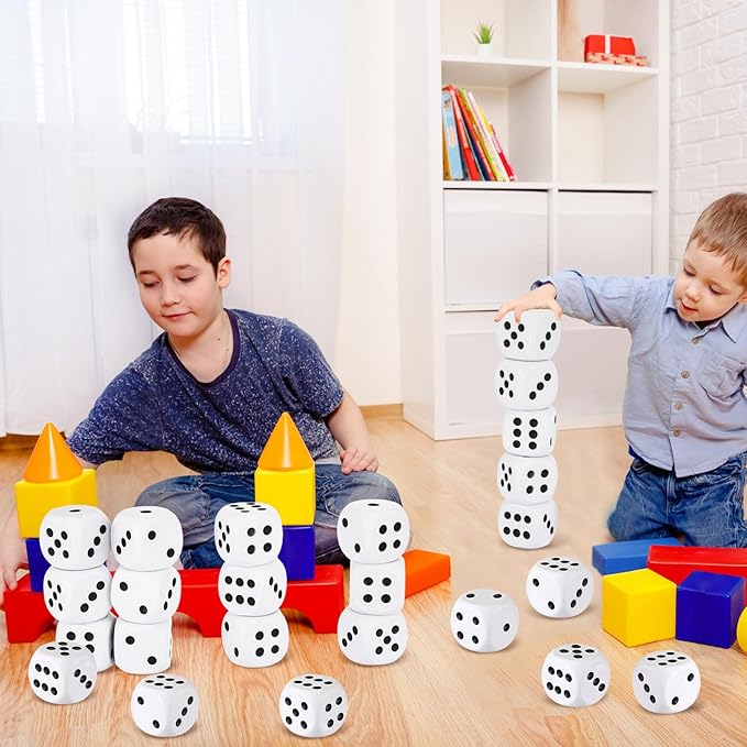 24 Pcs Foam Dice Stress Ball 1.57 Inch Fake Soft Slow Dot Stress Anxiety Relief Dice Toys for Kids Adults Board Game Casino Themed Decoration Party Pool Toy Favors School Supplies
