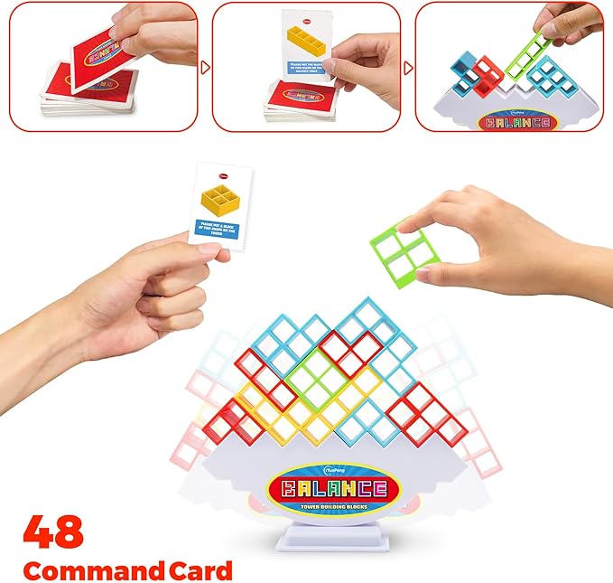 iYuePeng 48 Pcs Board Games for Kids & Adults Tetra Balance Tower Stacking Toys Perfect for Family Games, Parties, Travel