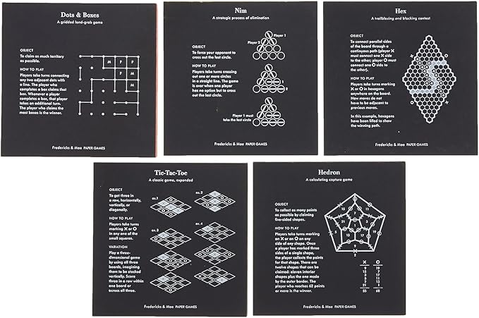 Princeton Architectural Press Fredericks & Mae Paper Games: Dots & Boxes - Hex - Hedron - Nim - Tic-Tac-Toe