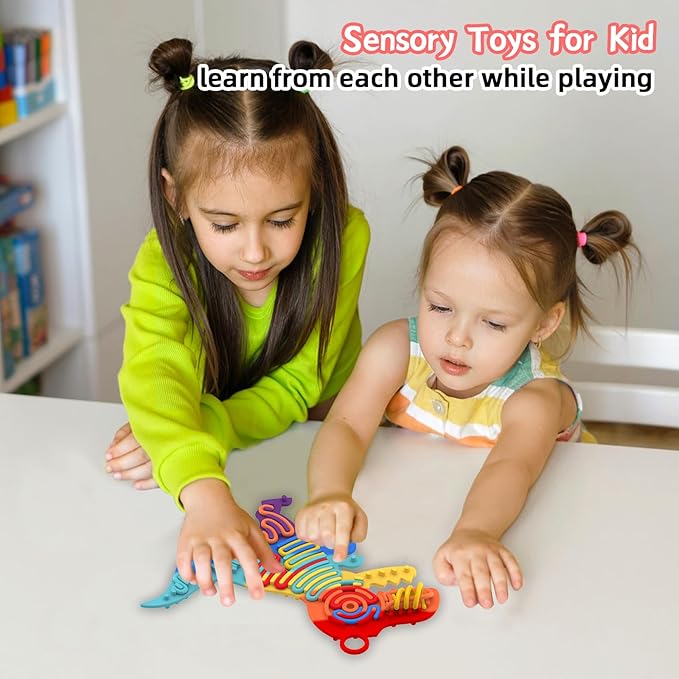Silicone Sensory Activity Board,Double-Sided Busy Board for Fine Motor Skill,Fidget Toy for Calming, Stress, Anxiety, ADHD , Autism , Silent, No Mess , Kids 3+ & Adults(Dinosaur,Colorful)