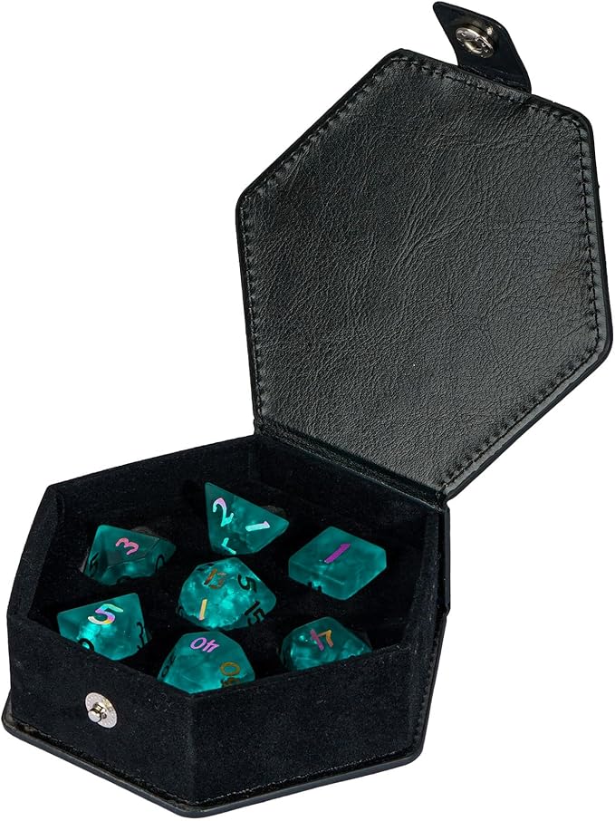 UDIXI Cyan Glass DND Dice Set, 7PCS Cracked Glass Dice for Dungeons and Dragons Tabletop Games