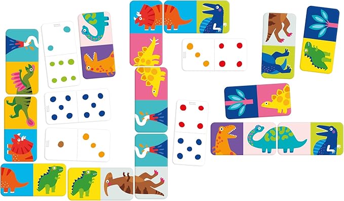 Banana Panda Let’s Play Dino Dominoes Game for Kids - Includes 28 Double-Sided Dinosaur Pieces with 2 Ways to Play, for Ages 2 Years and up
