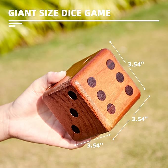 Giant Wooden Yard Dice Set - Large Lawn yatzee Game with Scoreboard - Outdoor Beach Backyard Games for Teens Adults Family (Including Carry Bag)