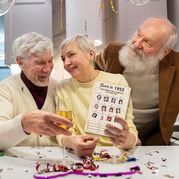 70th Birthday Party Games, Born in 1964 Games, Birthday Party Supplies for Adults, Fun 1955s Party Game，Pack of 30 Cards