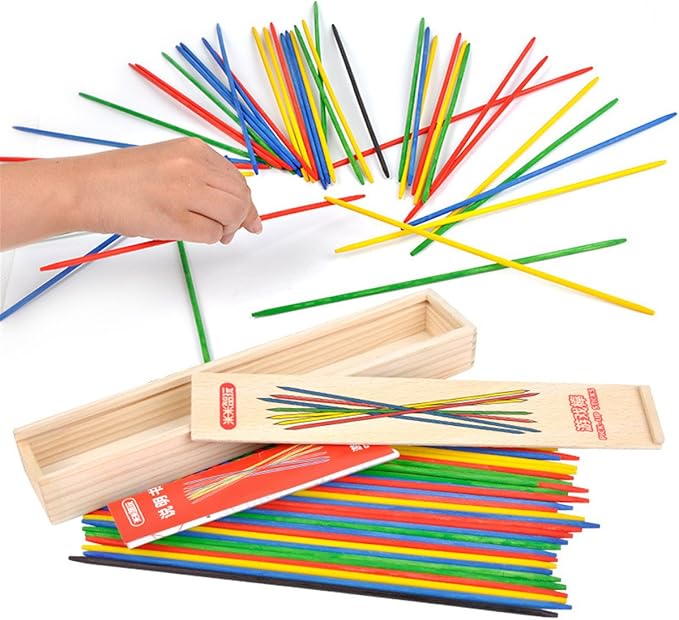 Classic Wooden Thin Pick Up Stick Game 41 Pieces Fun Family Game Gift Idea 9.8 Inch Long