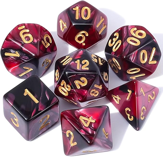 CiaraQ DND Polyhedral Dice Set with a Black Dice Bag for D&D RPG MTG Role Playing Table Games