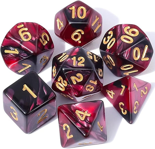 CiaraQ DND Polyhedral Dice Set with a Black Dice Bag for D&D RPG MTG Role Playing Table Games