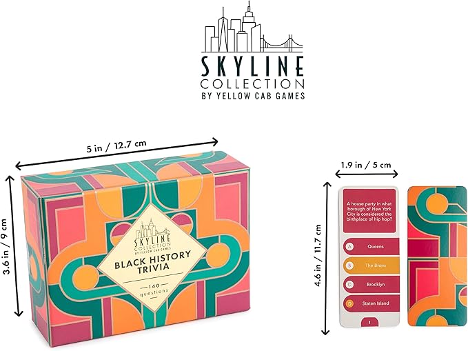 Skyline Collection Trivia Set - Black History Trivia, 140 Question Cards - Game Night Entertainment for Families & Friends