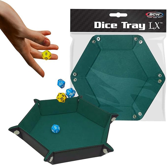 BCW Hexagon Dice Tray - Teal | Premium Quality, 12" Diameter (Flat), 8" Diameter (Folded) | Black Leatherette Back, Suede Liner | Ideal for RPGs, Warhammer, Dice Masters, DND | Gaming Dice Tray…