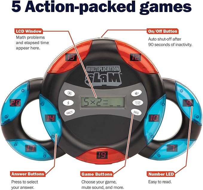 Educational Insights Multiplication Slam - Interactive Math Games, Division & Multiplication Game for 3rd Graders, Handheld Kids' Electronics, STEM Learning Tools for Ages 8+