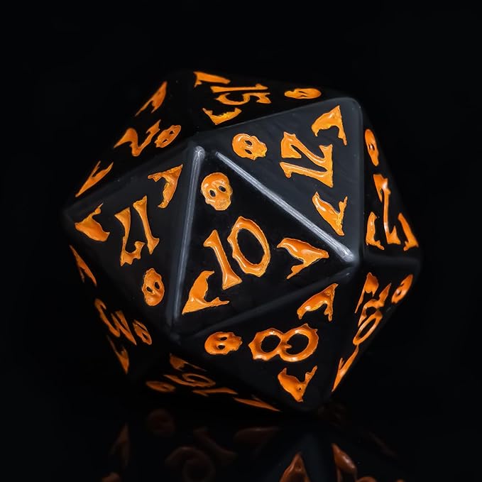 7-Die DND Dice Set Halloween Pattern Polyhedral Dice Set with Leather Bag, Skull Dice D&D Dice Set for Dungeons and Dragons RPG Table Games (Halloween Pattern-Black)