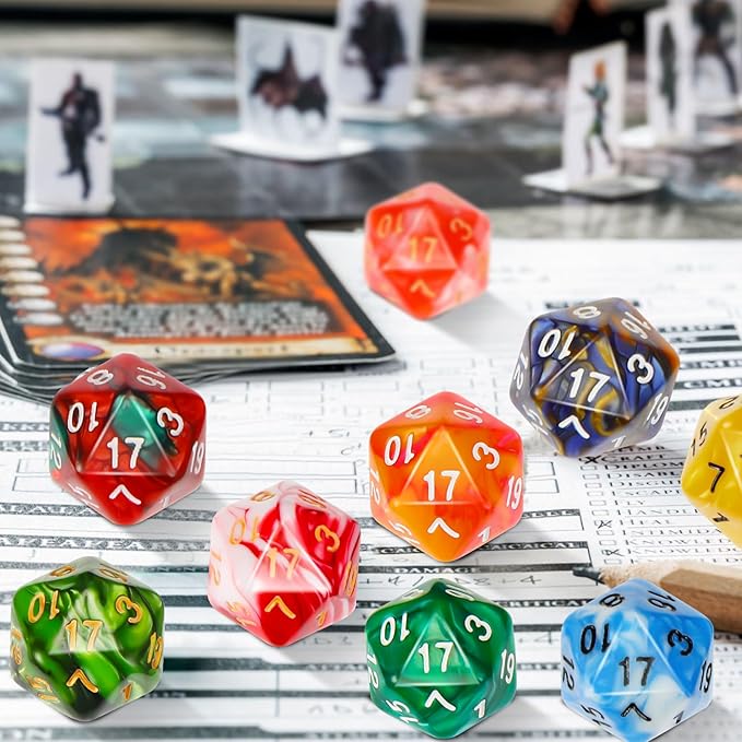 Skylety 200 Pieces Polyhedral Dice Sets with Black Pouch Compatible with RPG MTG Tabletop Role Playing Table Games Multi Colored Assortment (20 Sided Style)