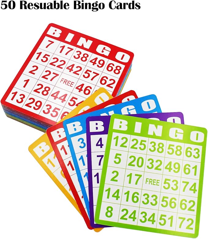 Yuanhe Deluxe Bingo Game Set - Metal Round Cage, 75 Colored Balls, 50 Bingo Cards, 300 Mixed Chips and Master Board for Large Groups, Parties