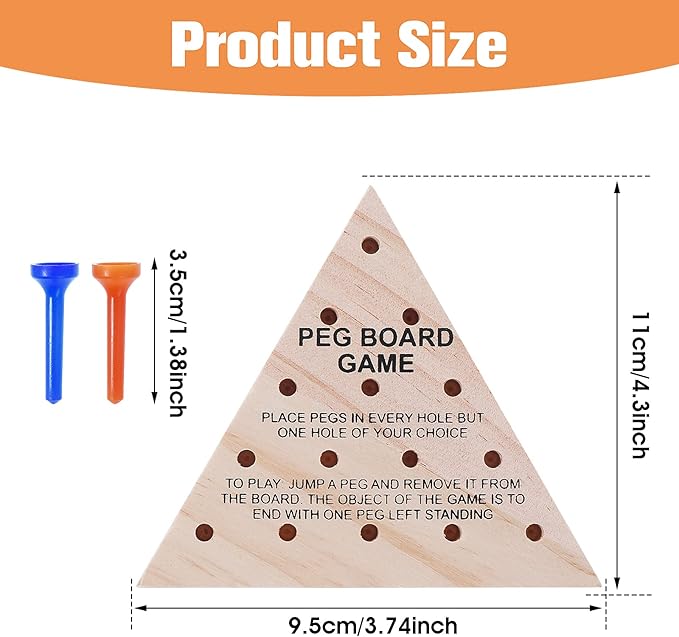 Thinp 2 Packs Wooden Triangle Peg Games, Tabletop Family Board Game, Strategy Toy, Travel Games, Family Fun Puzzle for Adults Teens