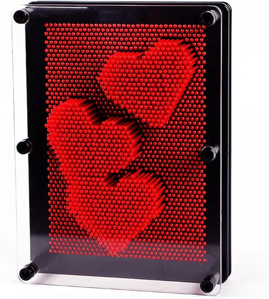 3D Pin Art Intellectual Fun Toy Red Plastic Pin Art Palm Board Push Pin Toy (Red-6 x 8 Inches)