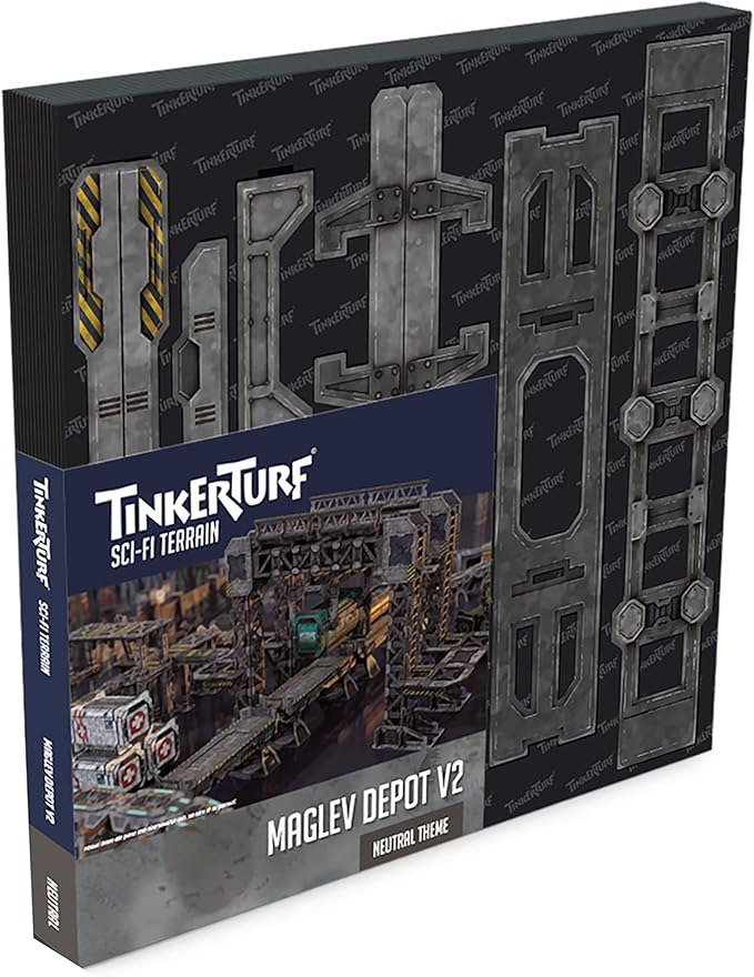 Sci-Fi Terrain: MagLev Depot v2, Neutral Theme, Sturdy, Affordable, Great-Looking Full-Color Terrain, Quick and Easy to Assemble, Virtually Limitless Setups