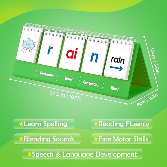 Aizweb CVVC Word Games,Phonics Games Flash Card for Preschool Kindergarten Classroom,Learn to Read,Reading Manipulative Spelling Educational Toy Learning Activity Speech Therapy Teacher Supplies