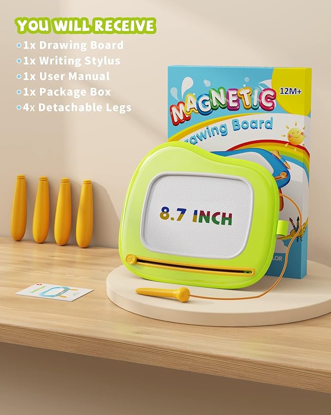 Magnetic Drawing Board, Doodle Board for Toddlers, Magnetic Writing Board, Preschool Learning and Educational Toys for 1 2 3 Years Old Girl Boy, Gift for Birthday Christmas New Year
