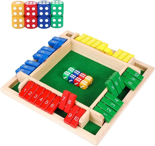 Shut The Box Game, Family Games for Kids and Adults, Classics Tabletop Math Skills Board Game, 2-4 Player Wood Board Shut The Box Dice Dame for Family Night Classroom Home Party and Pub
