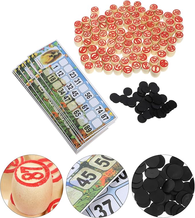 VICASKY Russian Lotto Game Set - Wooden Bingo for Adults and Family, Vintage Soviet Style Tombola Game, Portable Ideal Travel, Gatherings, Logical Thinking Training Cards Set