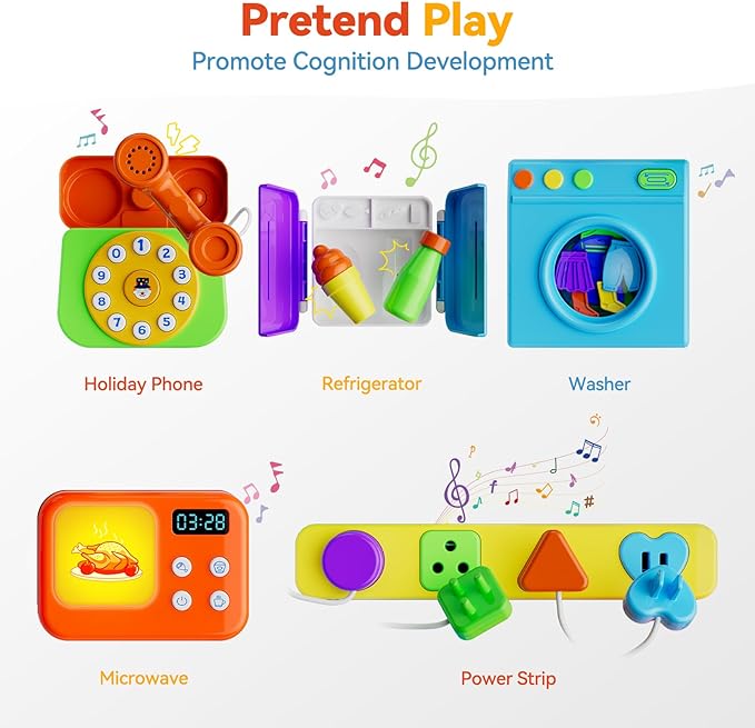 Toddler Montessori Toy Busy Board for 1-2 Year Old Boys Girls Gift, Baby Toy 12-18 Months, Musical Learning Educational Toys for 1 Year Old, 1st Birthday Baby Boy Girl Gifts
