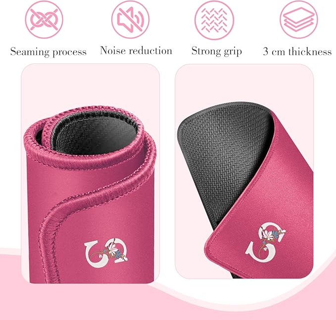 Mahjong Mat | Neoprene Anti-Slip Noise Reduction, Simple Design & Embroidery | 32.4x32.4 Inch Pink | Perfect for Mahjong, Board Games & Tile Games | Elegant Gift(Custom S Letter)