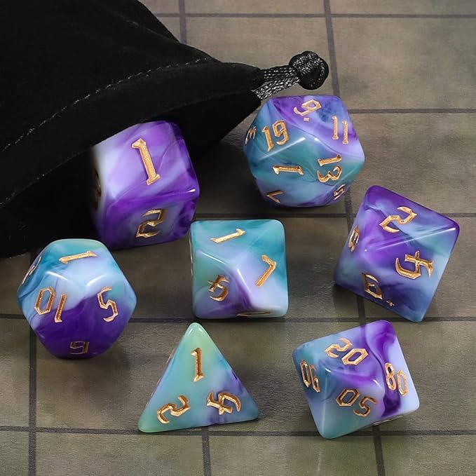 CiaraQ DND Polyhedral Dice Set with Dice Bag for Dungeons and Dragons RPG MTG Role Playing Table Games