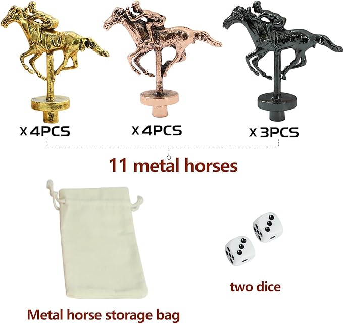 Large Metal Horse for Horse Racing Board Game，Gold×4, Rose Gold×4, Silver×3 Classic Style Collection Souvenirs (Gold×4+Rose Gold×4+Silver×3)