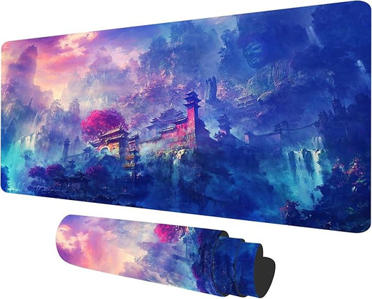 MTG Playmat Forest, TCG Game Play Mat for MTG Landscape Trading Card Smooth Cloth Surface Mousepad Battle Game 23.6X 13.7 inches