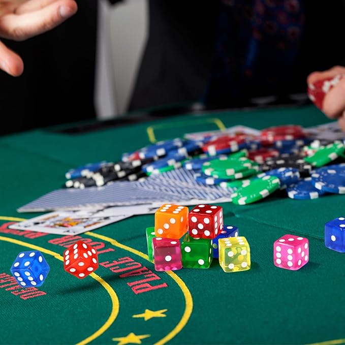 36 Piece 19 mm Casino Style Craps Dice Sets Acrylic and Translucent D6 Dice, Square W/Rounded Edge for Casino, Craps, Table Games and Board Games(Fresh Color)