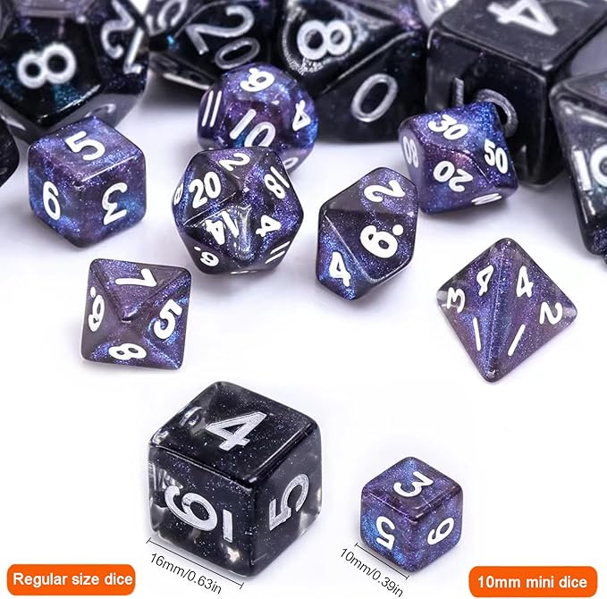 10 Sets Random Assortment Polyhedral RPG Mini Dice (70pcs),Surprise Mystery Mini Dice Set,10mm Mini DND Magic The Gathering Dice Set for MTG,RPG,D&D Dungeons and Dragons Role Playing Game