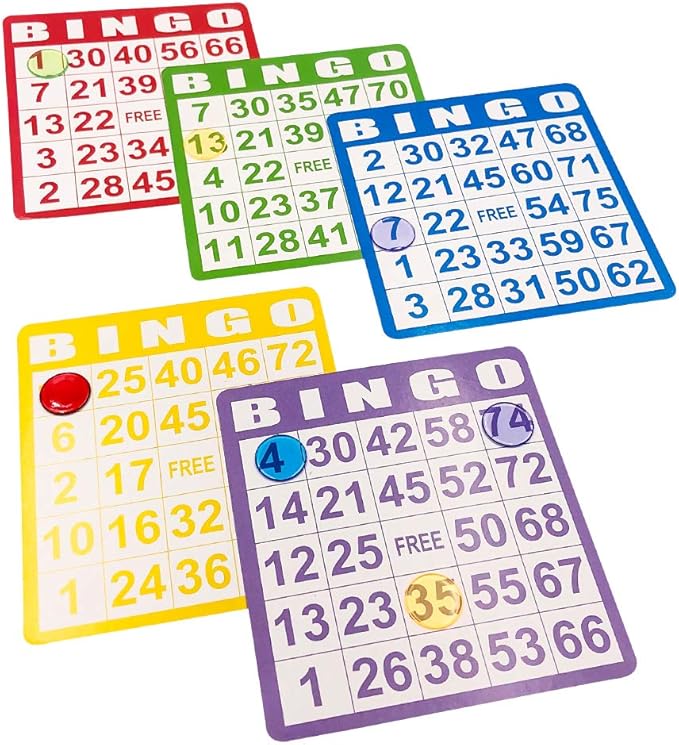 Yuanhe Bingo Cards Game Set - Includes 50 Bingo Cards,500 Colorful Transparent Bingo Chips and Deck of Calling Cards, Great for Adults Kids Family Game Nights, School Classroom Activity, Bingo Parites