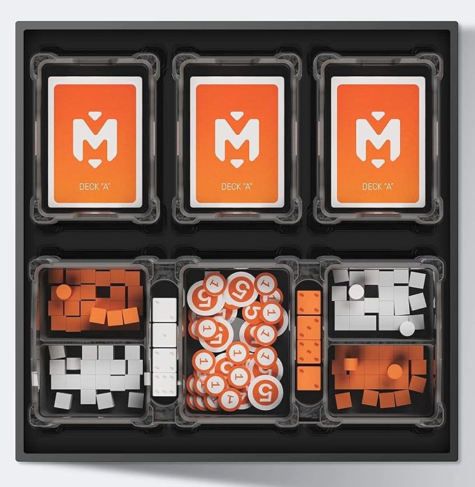 UniqTraySystem 5-Pack Card 40+ Box Tray for Board Games (5 Modular Trays with a Transparent Removable lid)