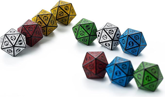 SmartDealsPro 10-Pack Retro 26mm Large 20 Sided Dice D20 Polyhedral Dice for DND RPG MTG Table Game(Mix Retro Color)