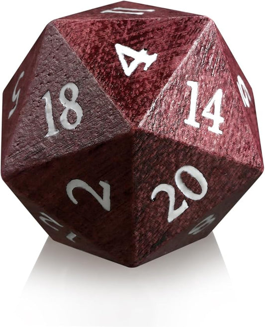 D20 Dice Wooden,DNDND 33mm Large Wood DND Die with Gorgeous Gift Box for Dungeons and Dragons (Purpleheart)