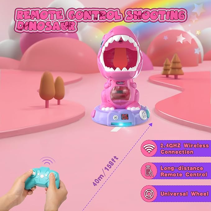 EagleStone Remote Control Dinosaur Shooting Toys for Boys &Girls, Electronic Moveable Shoot Game with Spay, Auto Scoring, Light & Sounds,Party Favors, Carnival Games,Toys for Kids 3 4 5 6 7 8 Year Old