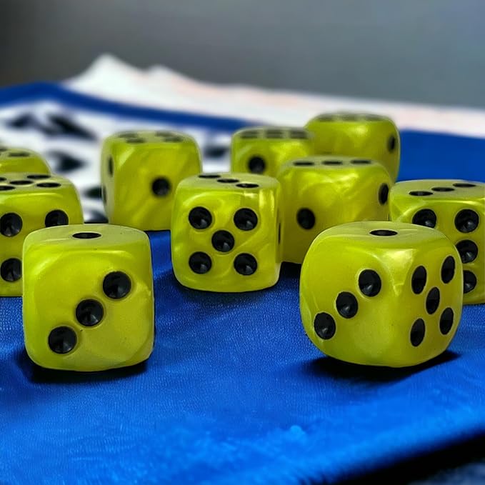 Luck Lab 10 Piece D6 Dice Pack - Acrylic Dice for RPG MTG DND Dice Table Games and Board Games (Neon Pearl with Black Pips)