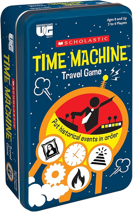 University Games, Scholastic Time Machine History Travel Card Game in a Tin for Kids, for 2 to 4 Players Ages 8 and Up