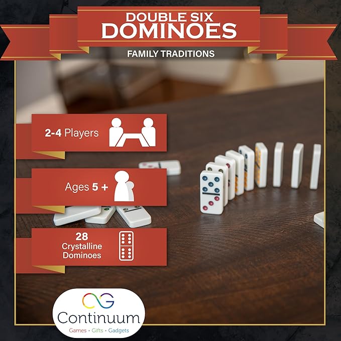 Family Traditions Double 6 Dominoes Tin, Crystalline Dominoes