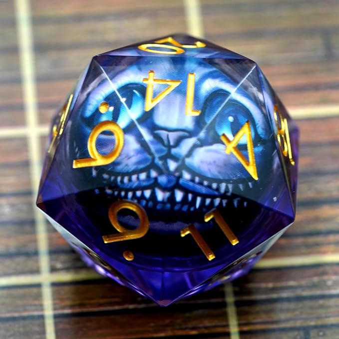 Dungeons and Dragons DND Dice D20, Moving Eyeball Liquid Core Dice Set D&D 33MM Oversized D20 Single Sharp Edge Resin dice with Gift Case, Polyhedral Dice for Role Playing Game