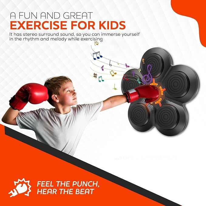2025 Music Boxing Machine, Bluetooth Wall Punching Pads with LED for Kids & Adults, Wall Mounted Boxing Equipment for Training at Home, Fun Music Punching Machine with Gloves - Ideal Present