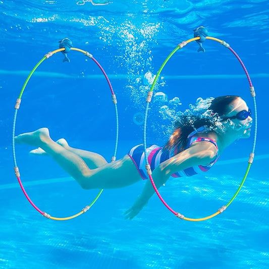 Fun Swimming Pool Toys for Kids - Diving Practice, Swim Thru Rings for Boys/Girls Ages 4-12