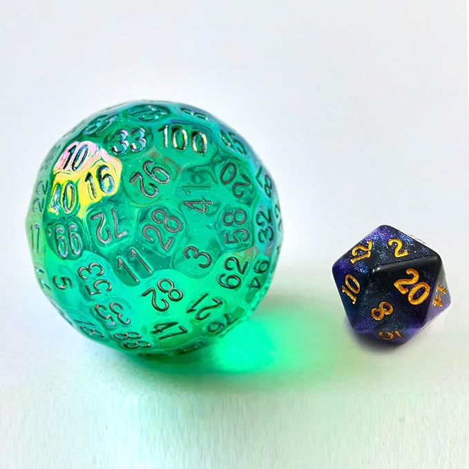 Bescon Dazzling Green 100 Sided Dice, Game Dice D100, Polyhedral Solid 100 Sides Dice 45MM in Diameter (1.8inch)