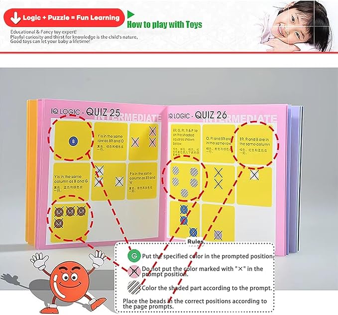 9-Color Board Game, IQ Logic Positioning for Kids Ages 3 and Up.Tic-Tac Within Tic-Tac Game. 60 Sets of Questions Beginner to Advanced Levels.STEM Toys for Kids to Travel.Travel Game as Gifts for Kid