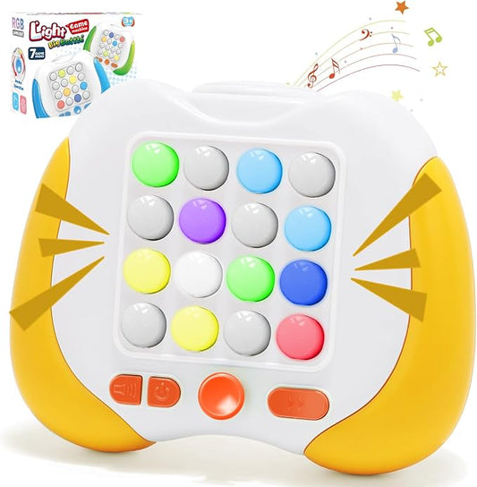 Quick Push Handheld Game for Kids 3-12, 7 Game Mode Flashing Fast Press Push Puzzle Games Sensory Fidget Toys, Christmas Birthday Gifts Travel Toys for Boys Girls Teens Adults - Yellow